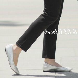 Rebecca Minkoff Ruched Silver Metallic Ballerina Flats Size 8.5 NEW With Box